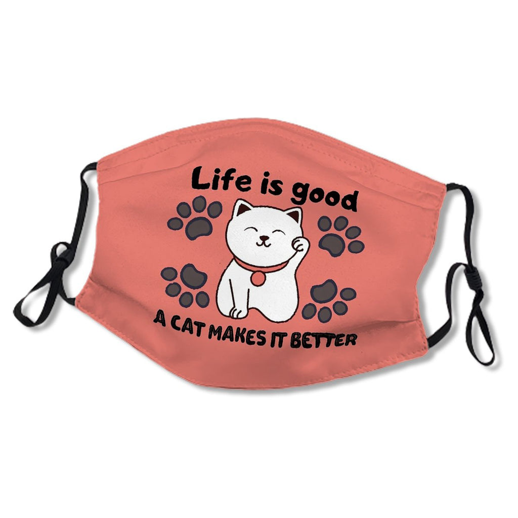 Life Is Good A Cat Makes It Better Kid/Adult Mask No.24D95H