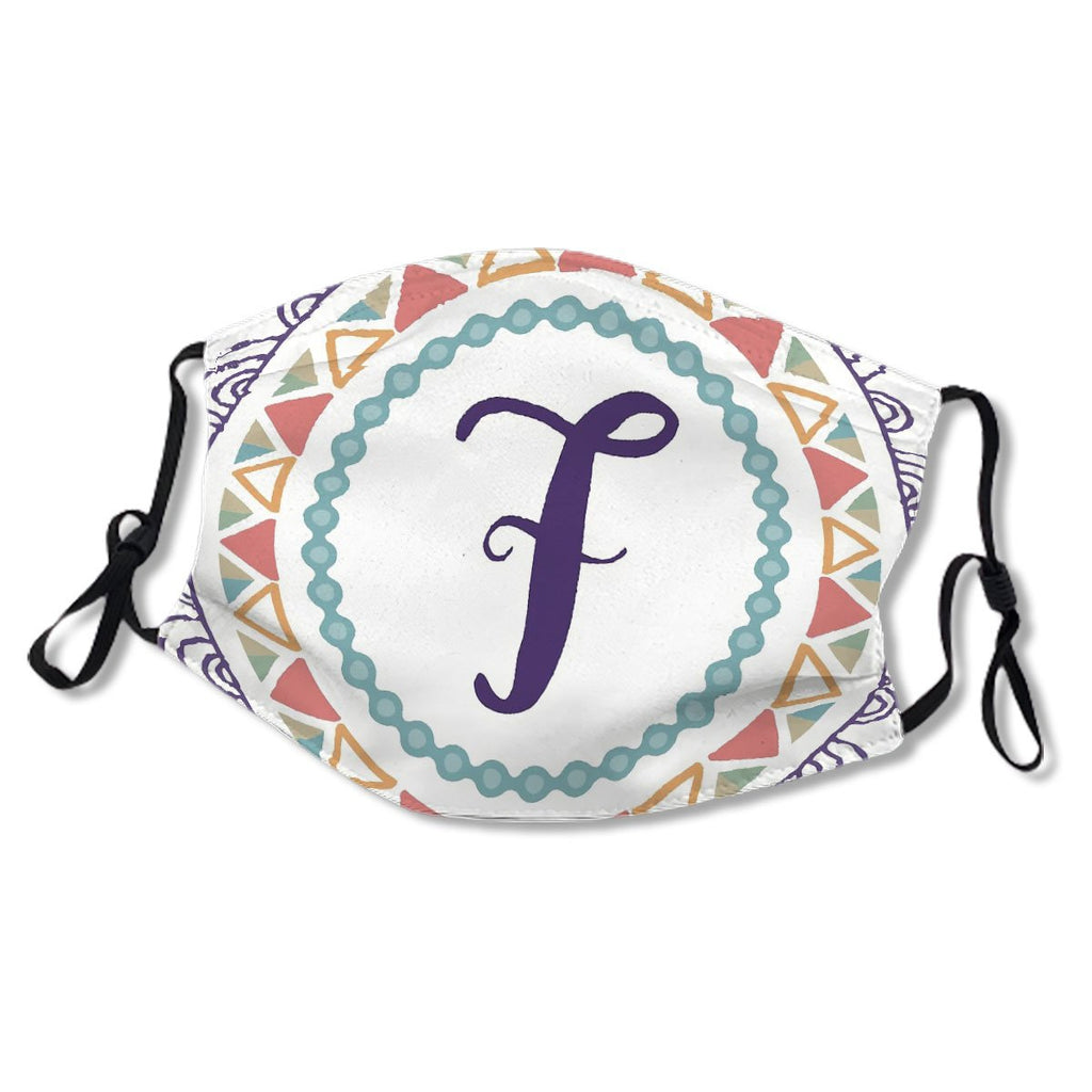 Monogram Letter F Bohemian Design Mask No.2BAJ46