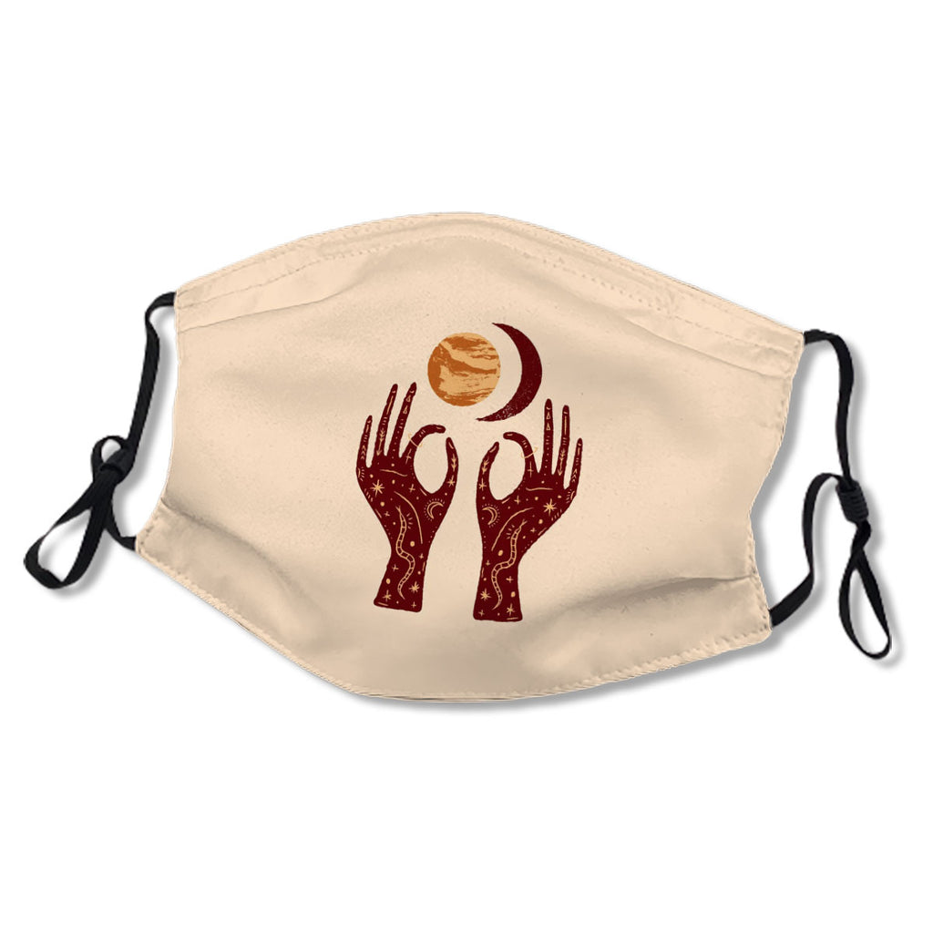 Hands Hold Venus And Crescent Moon Boho Style Art Mask No.2ENTQB
