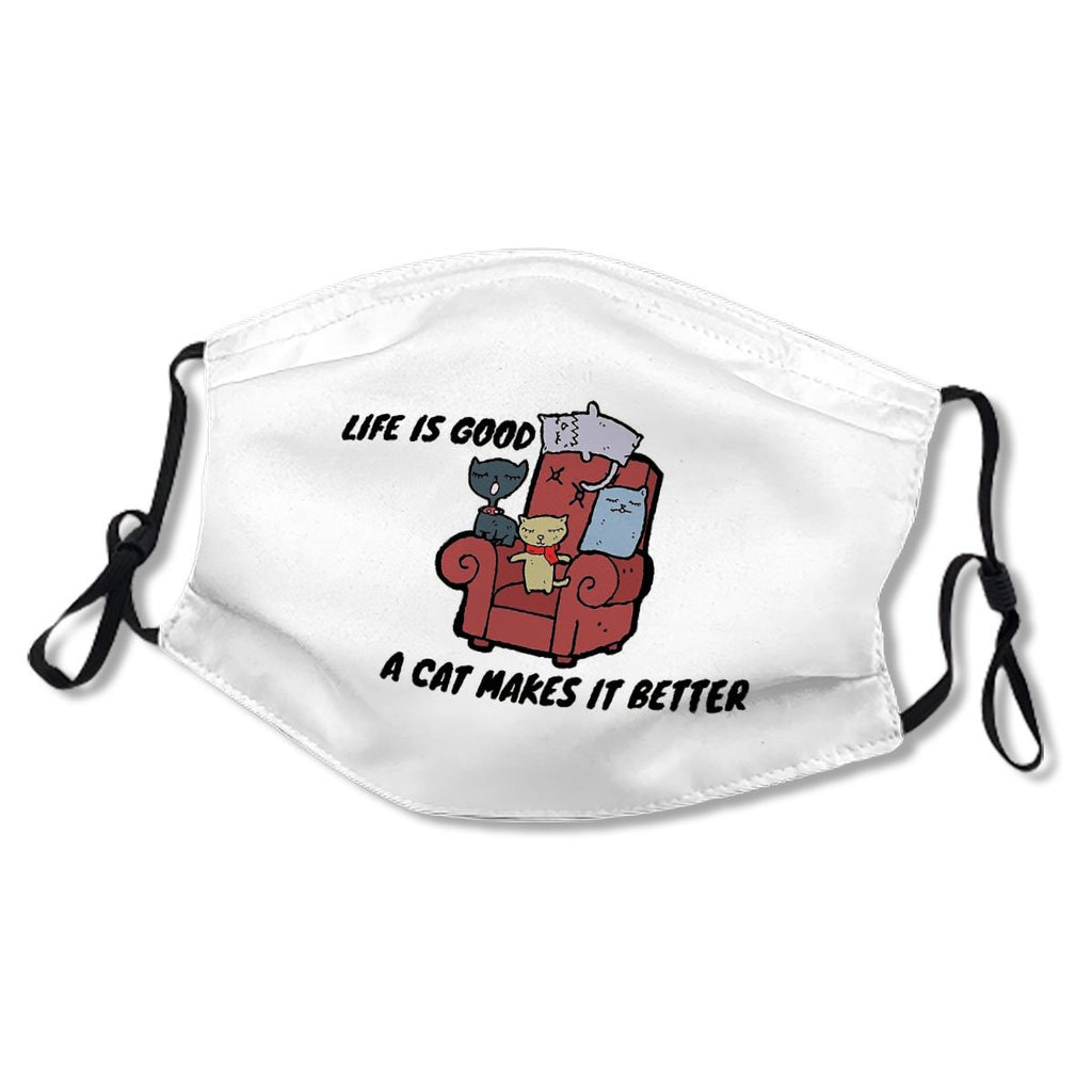 Life Is Good A Cats Makes It Better T-shirt Essential Kid/Adult Mask No.2OIIN6