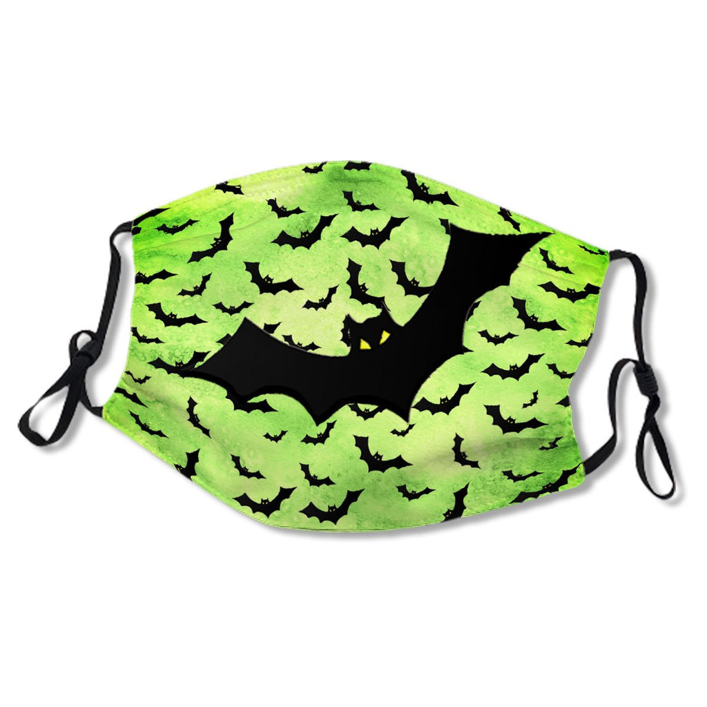 Halloween Black Bat Random Pattern Green Bg No. 3D44EO