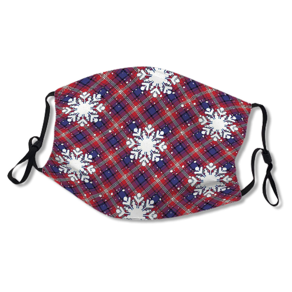 Christmas plaid snowflake Blue Red Mask No.3IM7YN