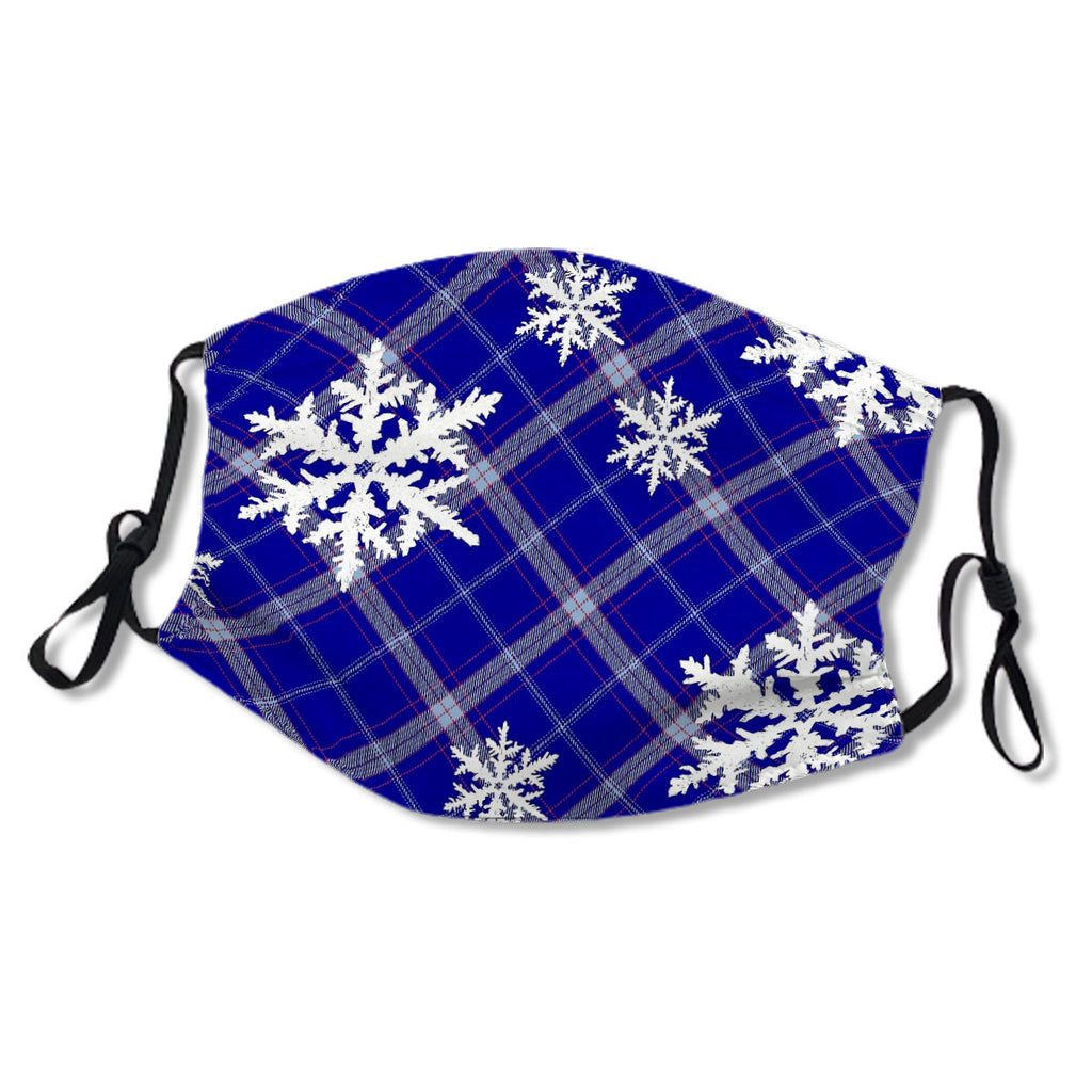 Christmas plaid snowflake blue Mask No.3VQB5P