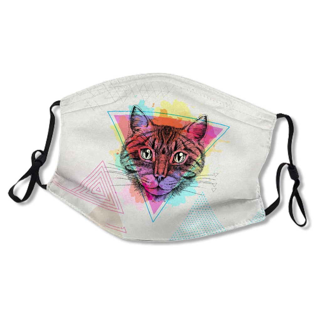 Hipster Animal Cat On Artistic Polygon Watercolor No.49H2K8