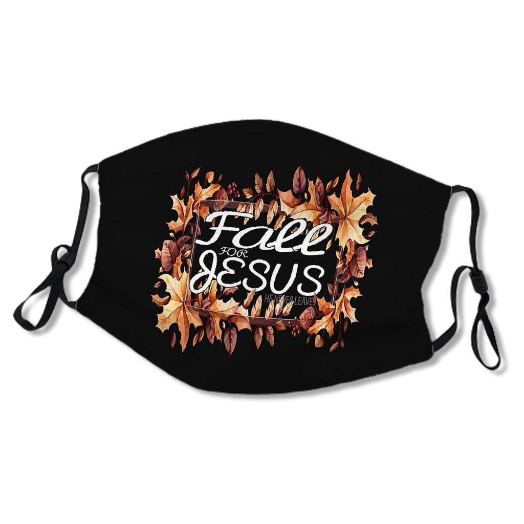 Fall For Jesus He Never Leaves : Christian Lover Gift, Pumpkin Halloween, Funny Halloween, Thanksgiving Shirt, Maple Fall Autumn Christian Gift Mask No.4Mjr5I