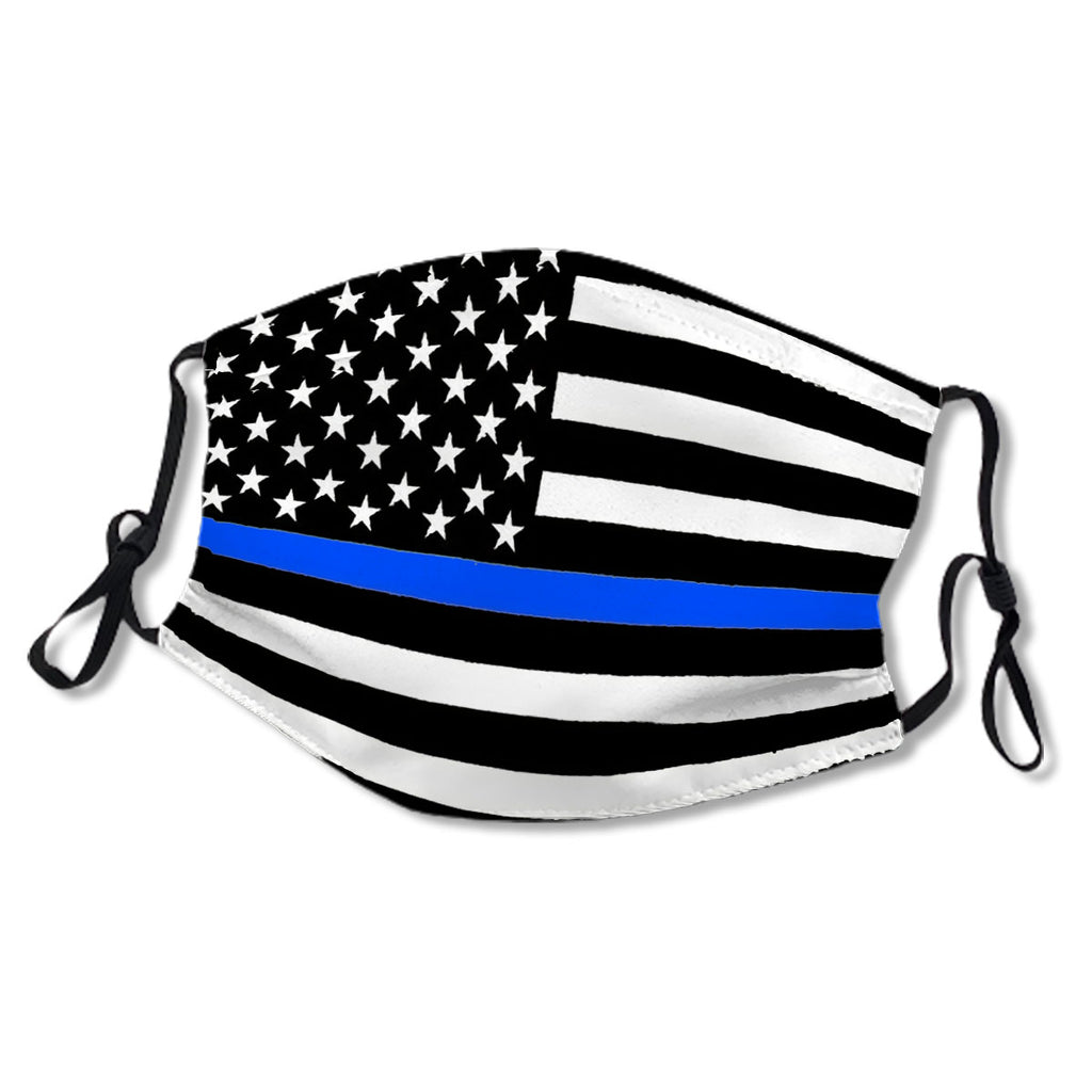 Thin Blue Line Lives Matter Police American America USA Flag Face Cover Pattern Patriotic Law Officer Enforcement July 4th 4 Stars Stripes K9 K-9 Honor United First Responder Cop Gift No.4QZZJ4