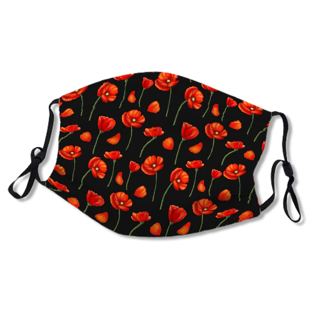 red poppies black pattern No.57DMK4