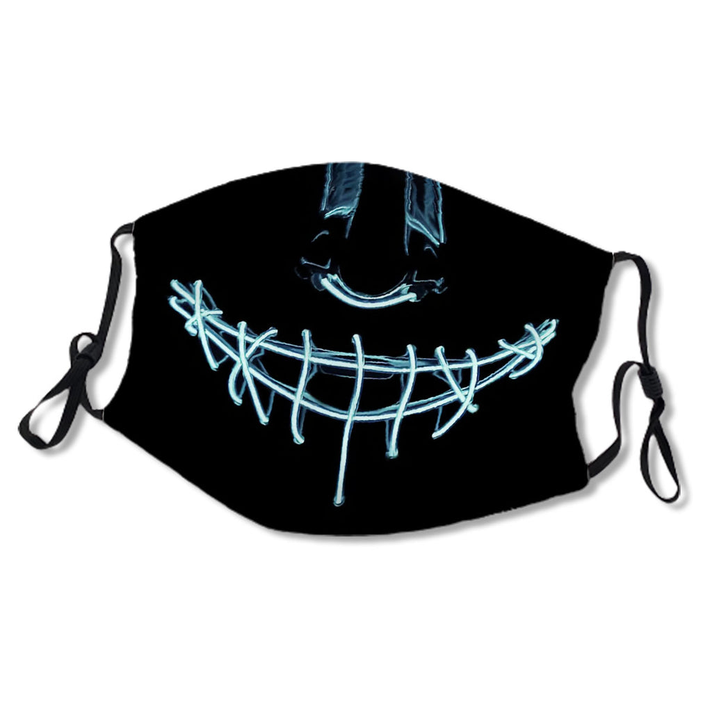 Light Blue Neon Faux LED Glow Halloween Face Mask Mask No.5F6R5M