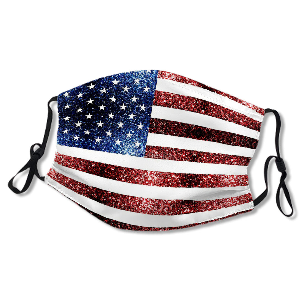 USA flag red blue sparkles glitters No.627RW5