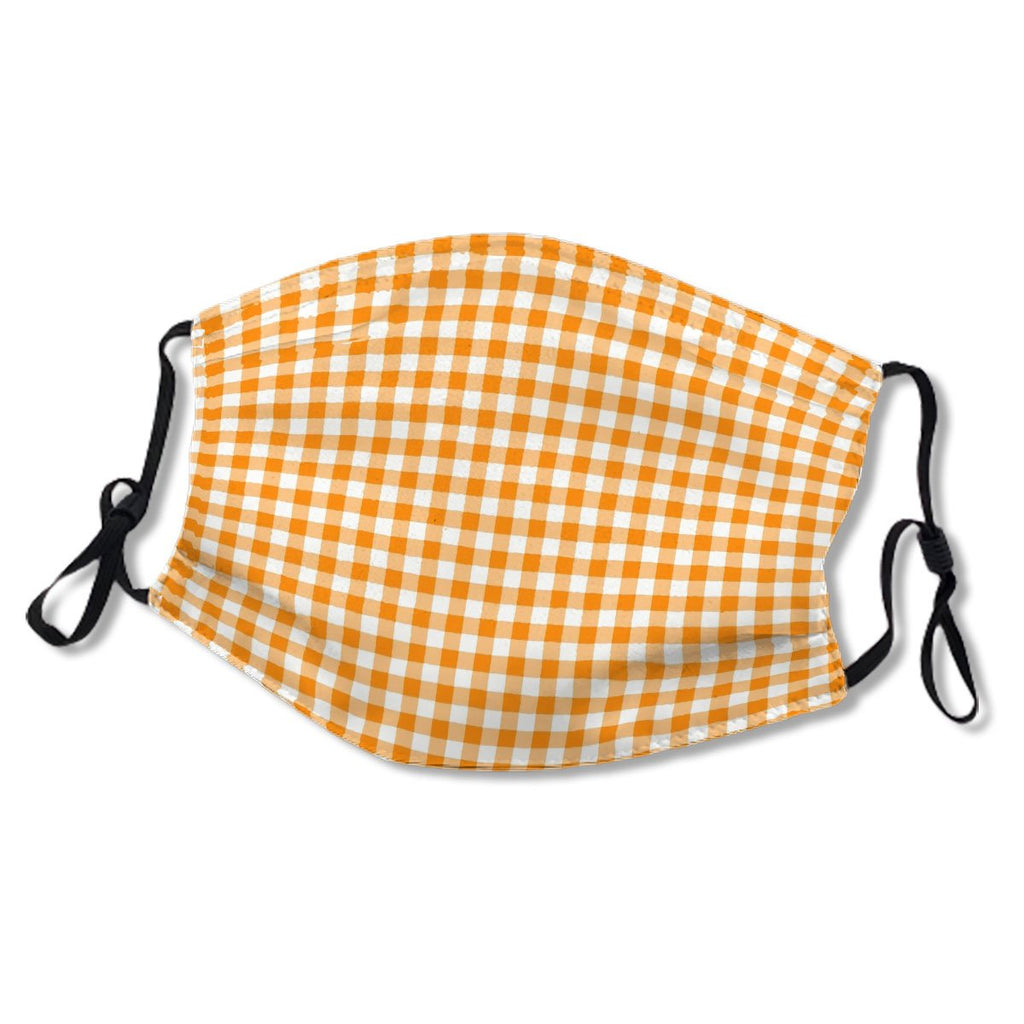 Orange Gingham Check Pattern Mask No.6PKVU6