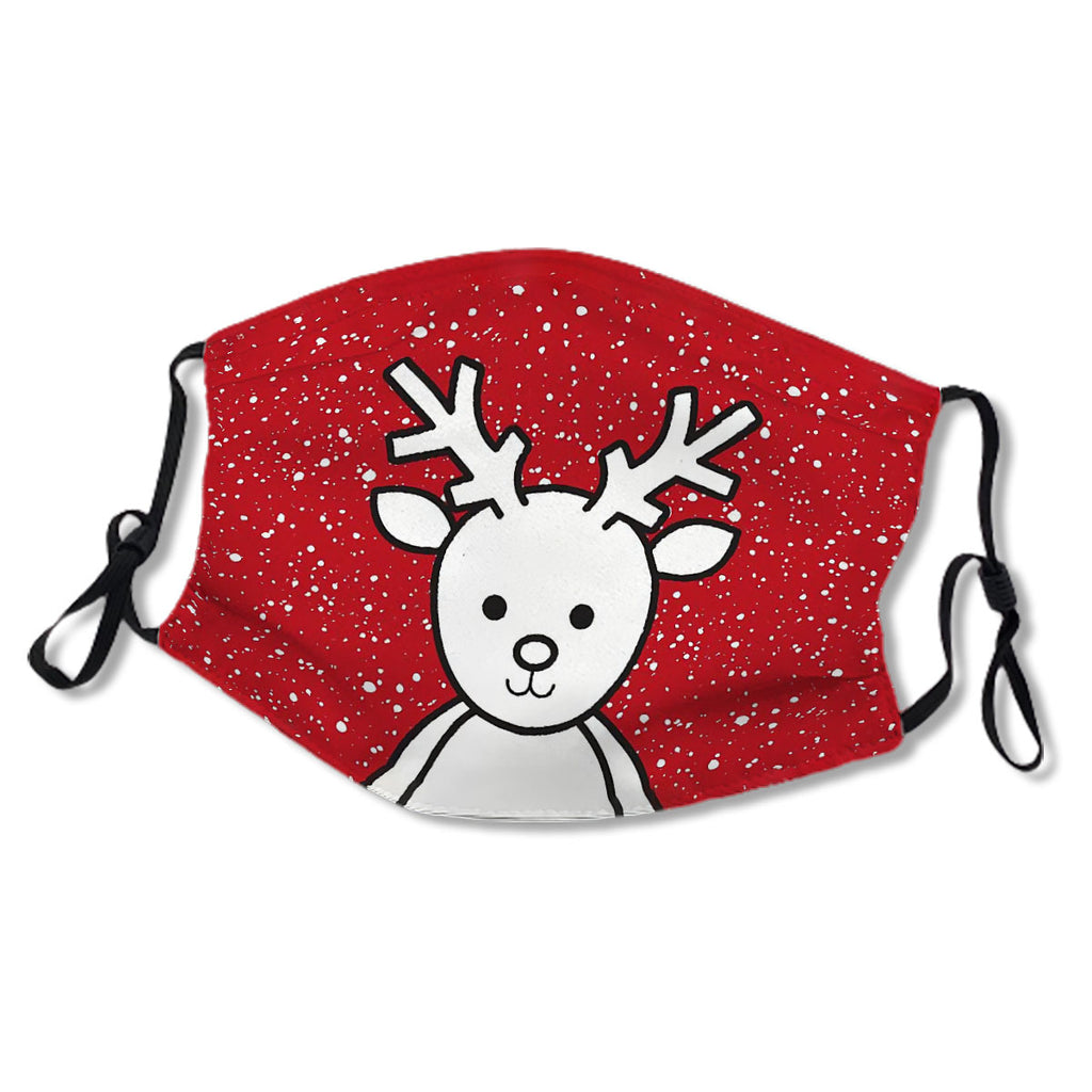 christmas reindeer in a snowy day (red) pattern Mask No.6YC4AD