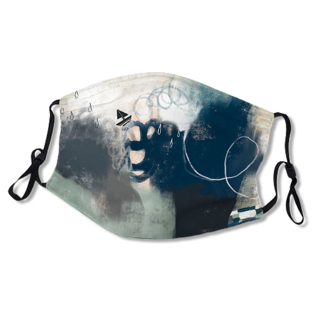 Boat Sailing To Harbour On A Rainy Stormy Day Mask No.7JD5YV