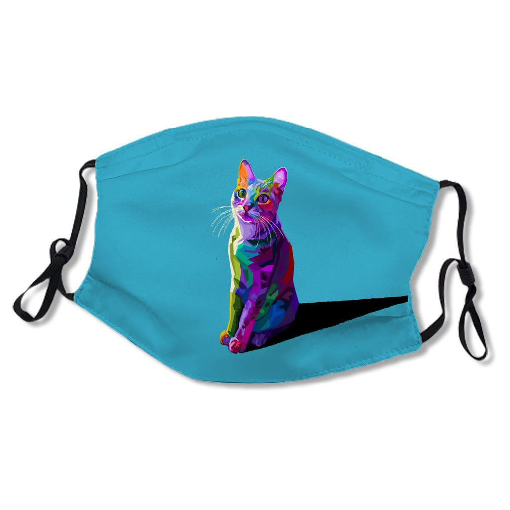 Colorful Cat Isolated On Blue Background No.7NYZFI