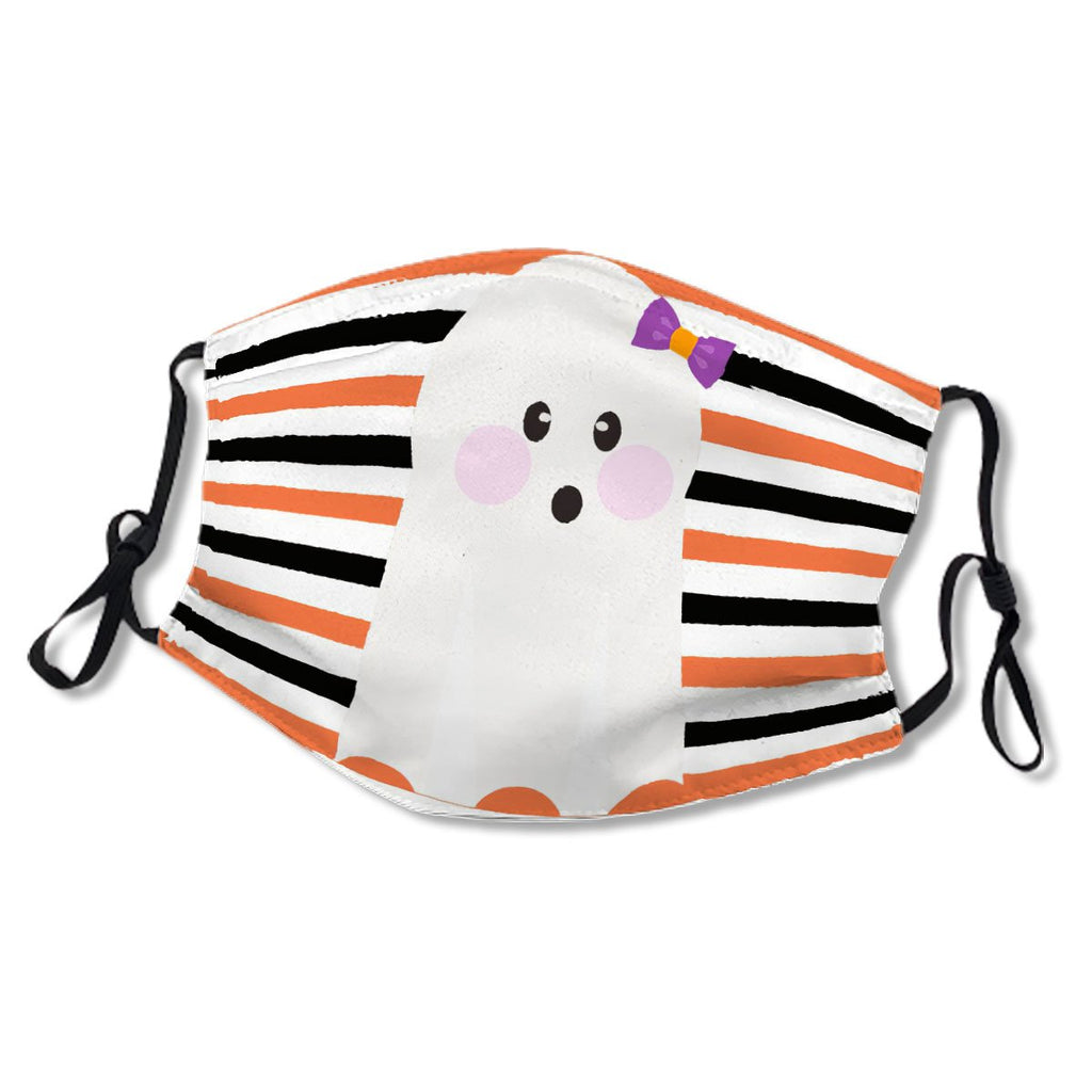 Cute Ghost Halloween Orange Stripes No. 884WPW