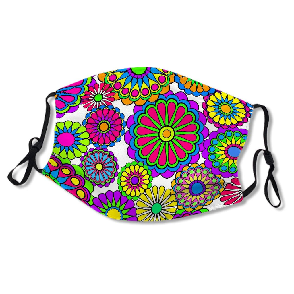 Happy Hippy Flowers Kids/Adult Mask No.8C5RBX