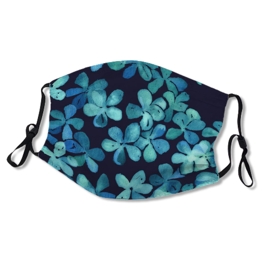 Hand Painted Floral Pattern in Teal & Navy Blue No.8HQNLQ