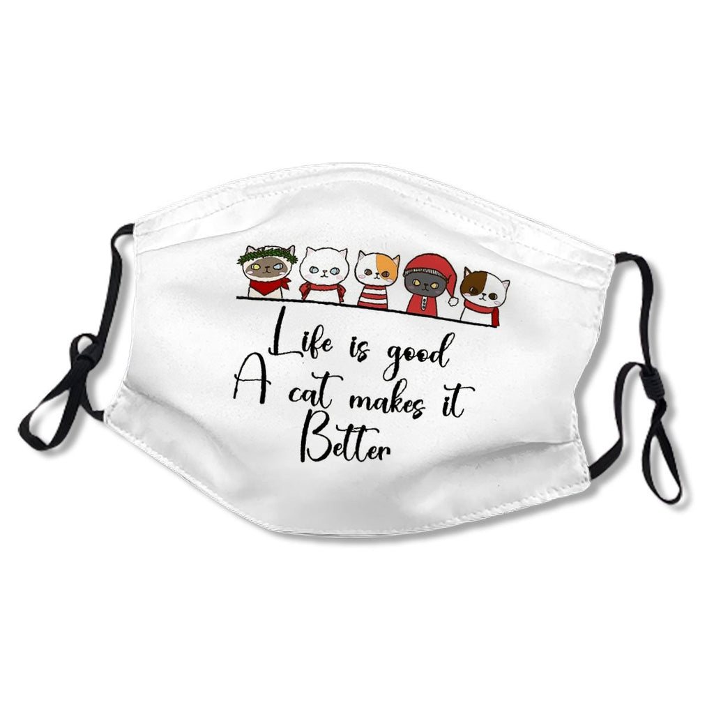 Life Is Good A Cat Makes It Better Kid/Adult Mask No.8I6OTC