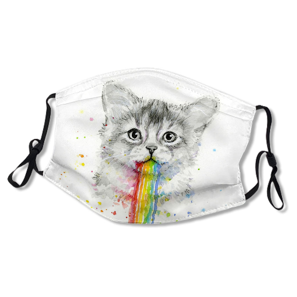 Cute Kitten Puking Rainbows Mask No.927LS5