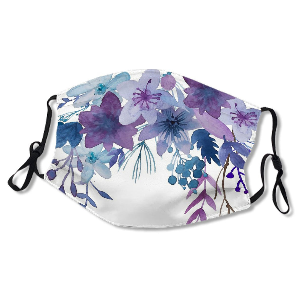 Blue Purple Flowers Mask No.9AY5KP