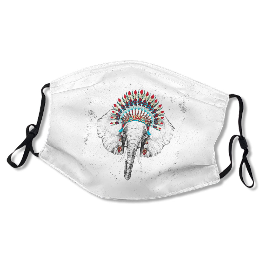 Hipster Elephant With Indian Feather Headdress Mask No.9B48AL