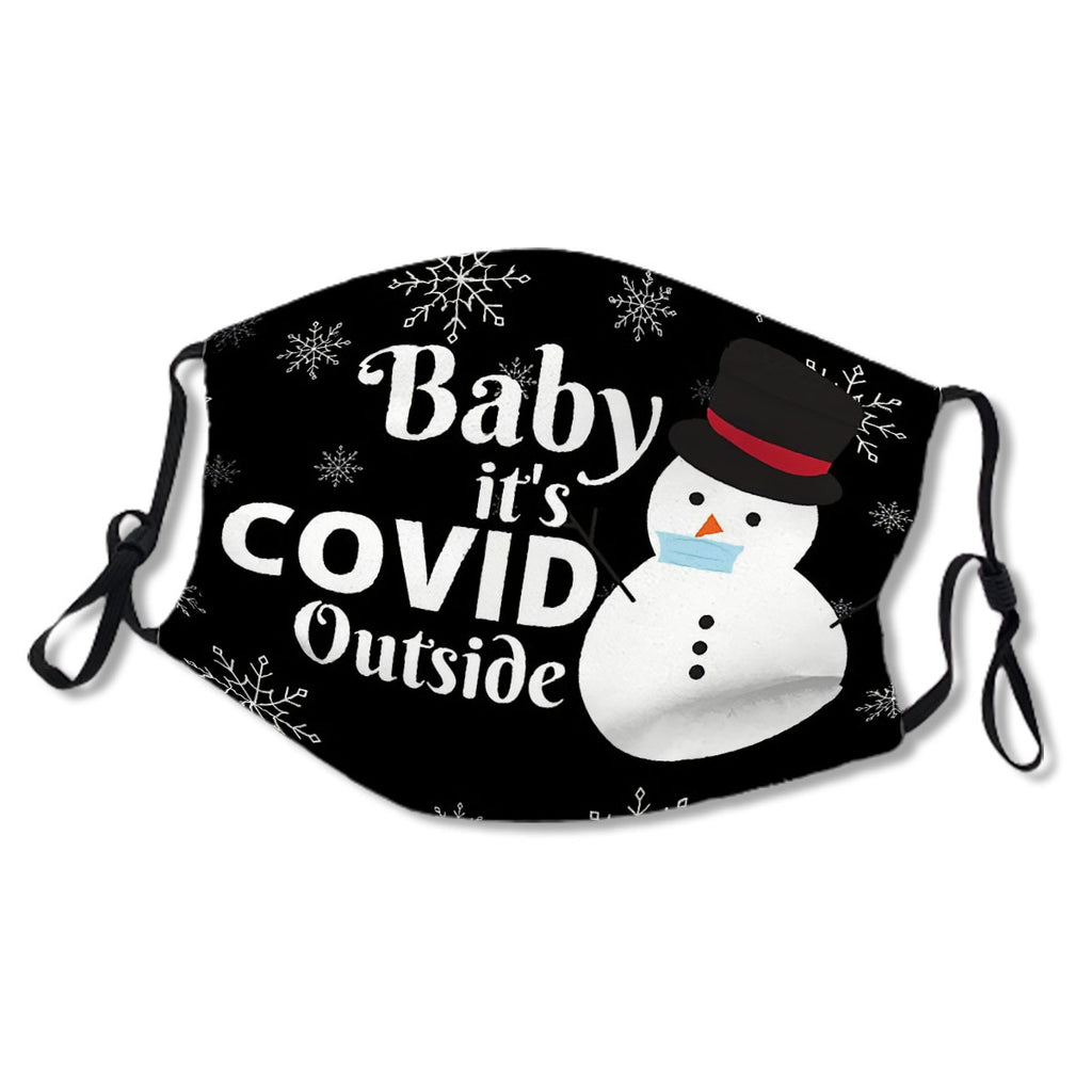 Baby It's Covid Outside | Snowman Face Masks | Merry Christmask | Face Masks With Snowflakes | Christmas Face Masks For Sale | Christmas Patterns (Black) Mask No.9Q63KJ