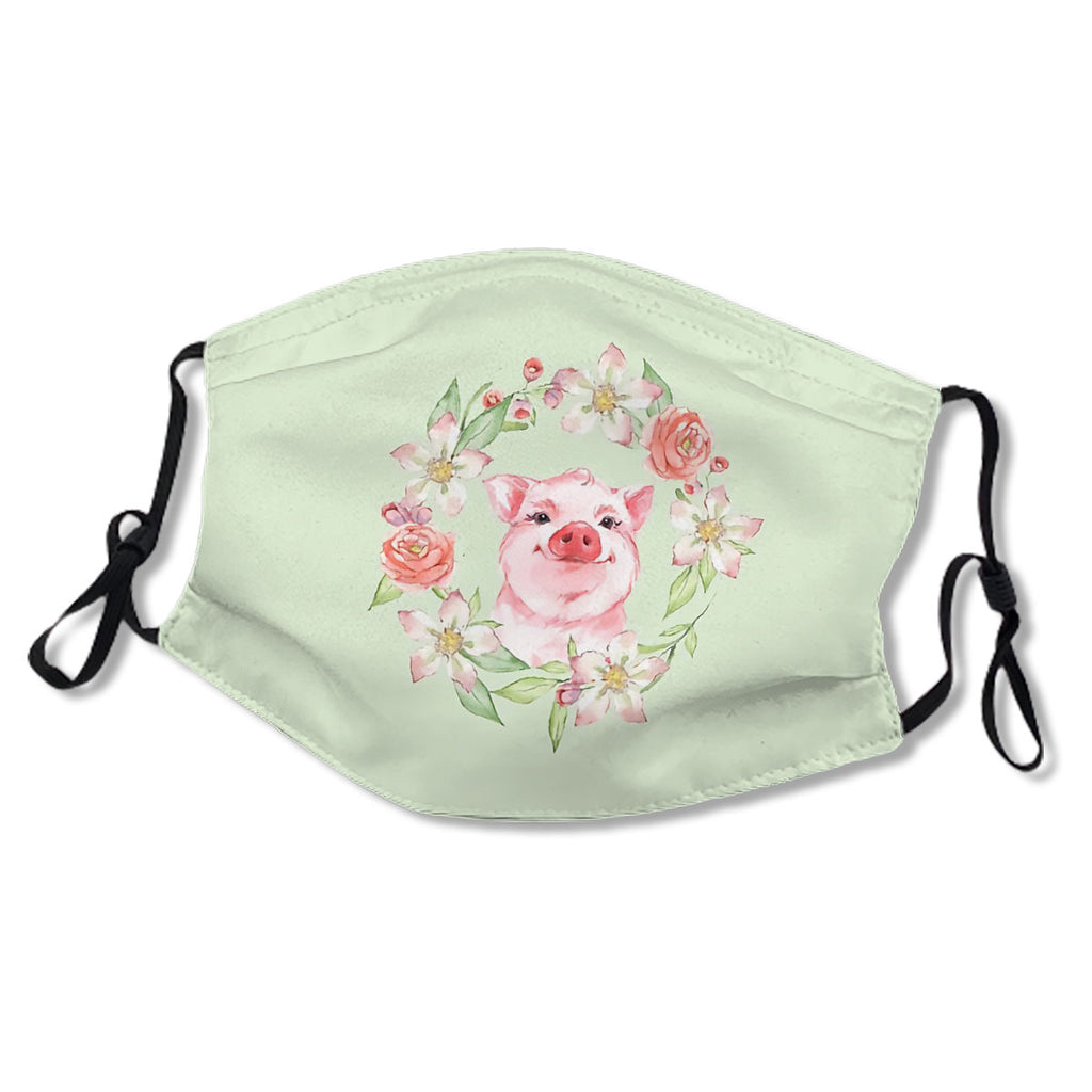 Pig and flowers No.A8YCOC