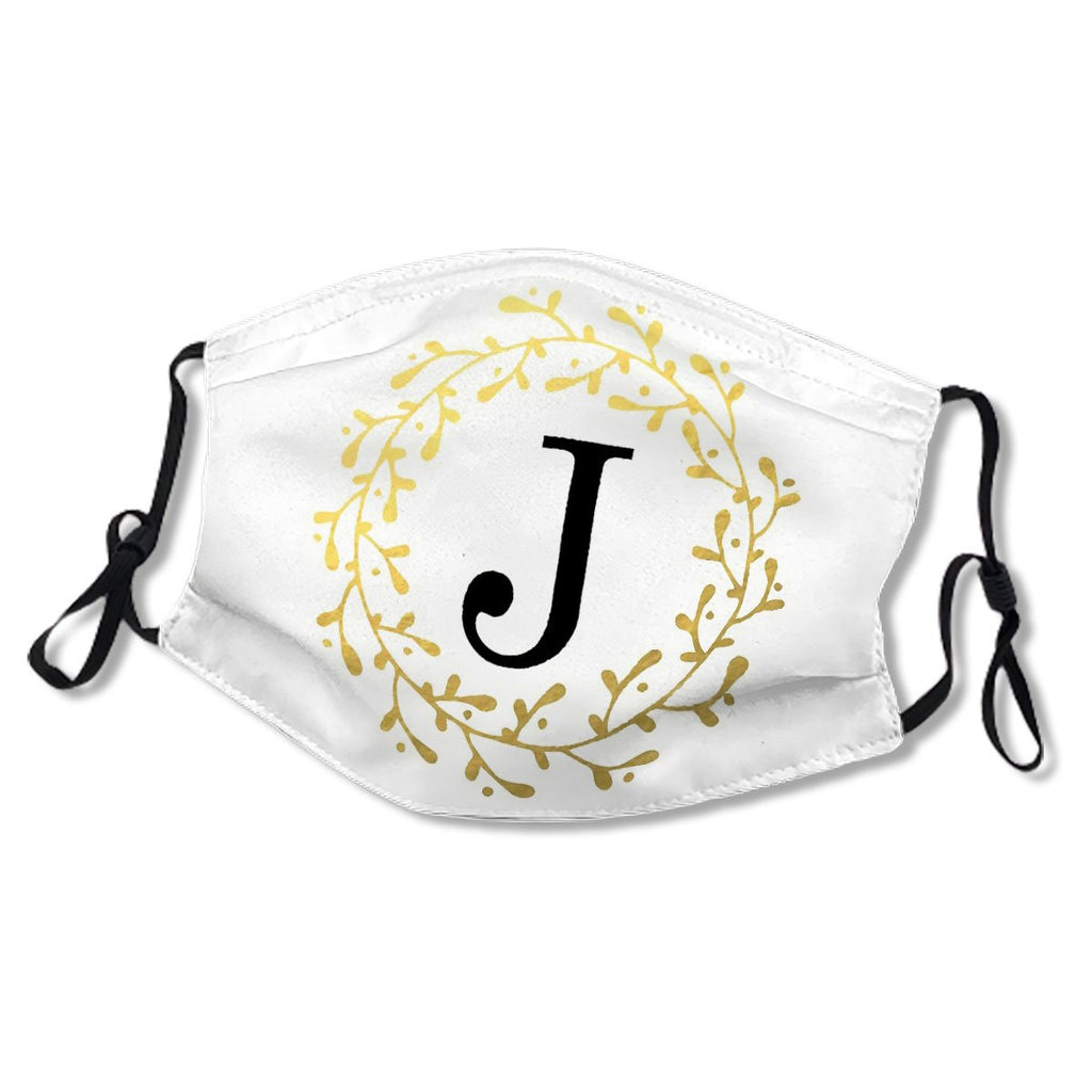 Monogram Letter J Black and Gold Design Mask No.B5KQMD