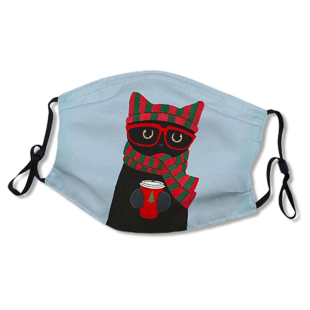 Winter Black Cat With Coffee No.BRD3H6