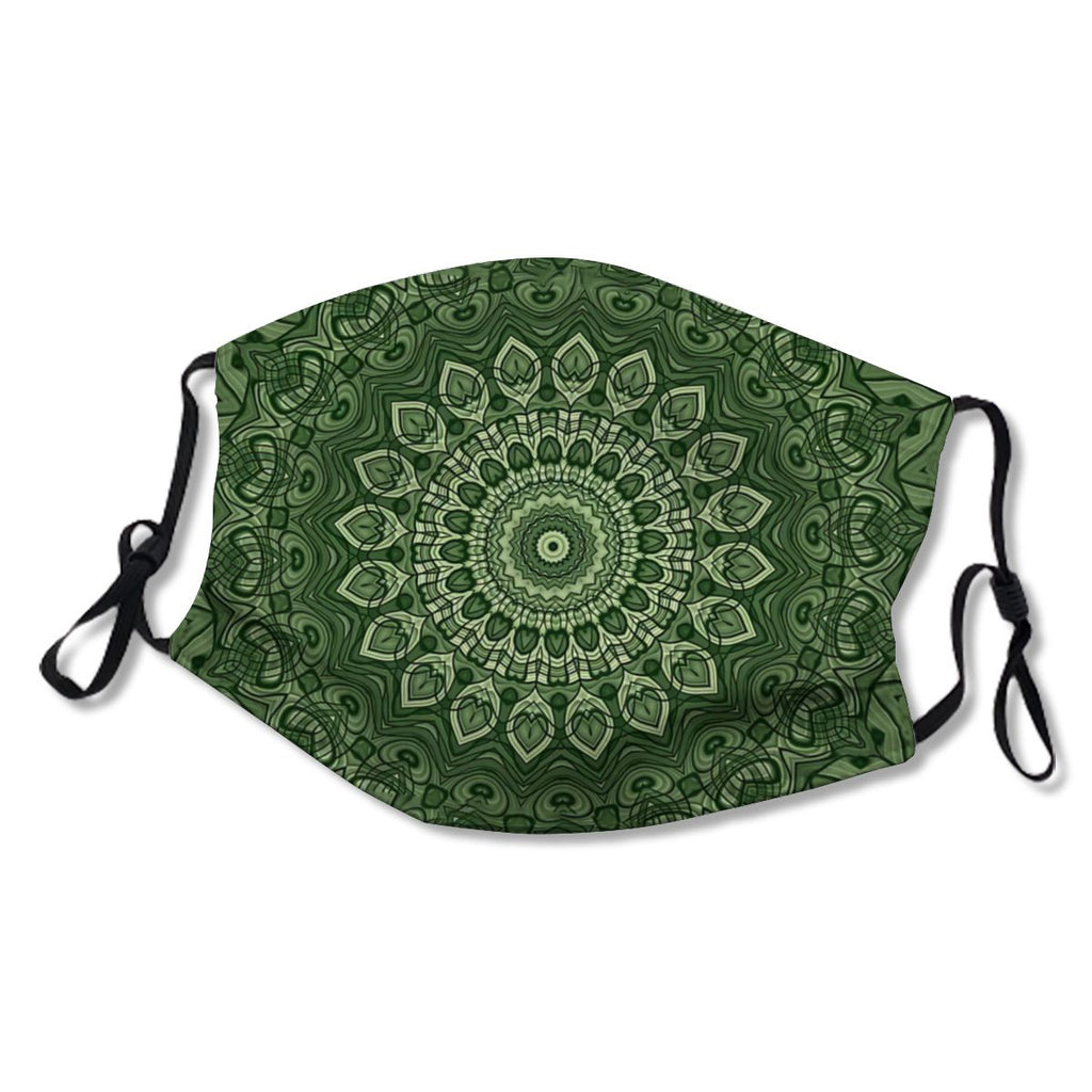 Green Kaleidoscope Mandala Arabesque Pattern Mask NO.BXIQNY