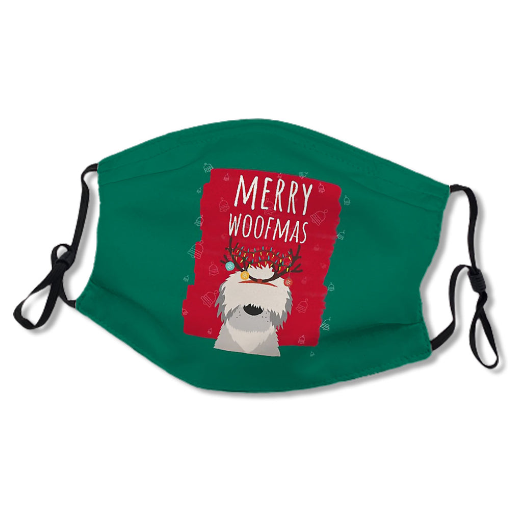 Merry Woofmas Christmas Lights Festive Baubles Scene Dog Green Cream No.CHUKYD