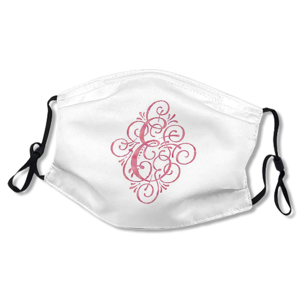 Monogram E Watercolor Pink Mask No.CQENNL