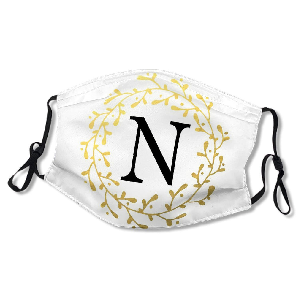 Monogram Letter N Black and Gold Design Mask No.CSTLRD