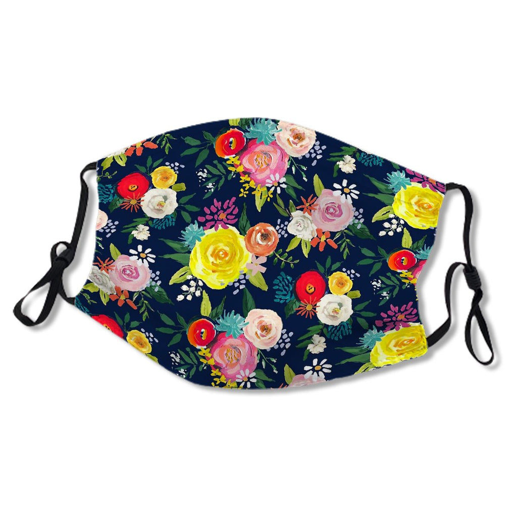 Colorful bright summer floral Mask No.D3OS4A