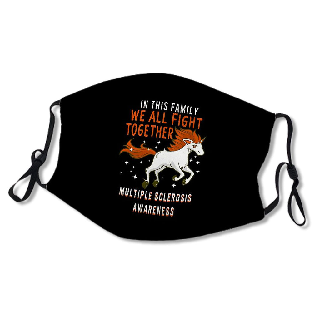 MS Awareness Shirt In This Family We All Fight Together Multiple Sclerosis Awareness Month Orange Ribbon Unicorn Support Gift No.DOQ48H