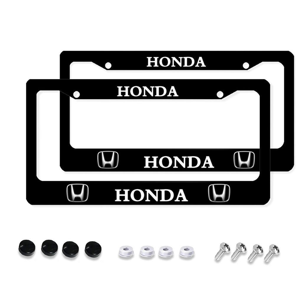 Aluminum License Plate Frame, 2Pcs 2 Holes Black License Plate Covers No.DV2XDL