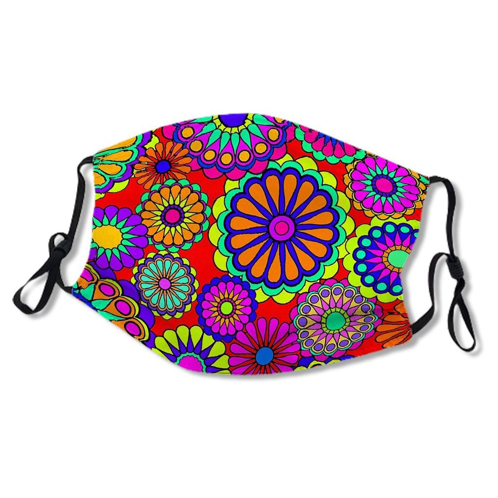 Flower Power Retro Style Hippy Flowers Kids/Adult Mask No.DVSWF7