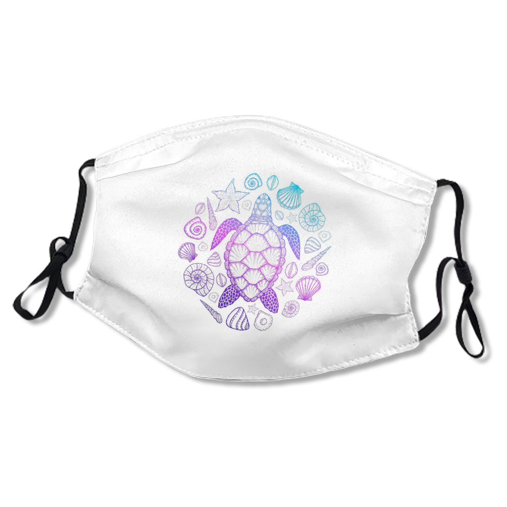 Sea Turtle And Shells In Line Art Style Hand Drawn Mask No.DYTVAX