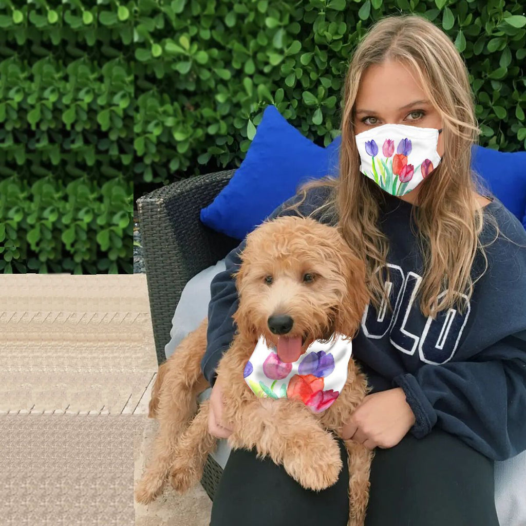 Mask + Dog scarf, print, adjustable, washable NO.E2PFUY