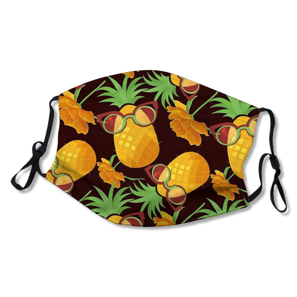 Pineapples with glasses and flowers NO.F5NVBP