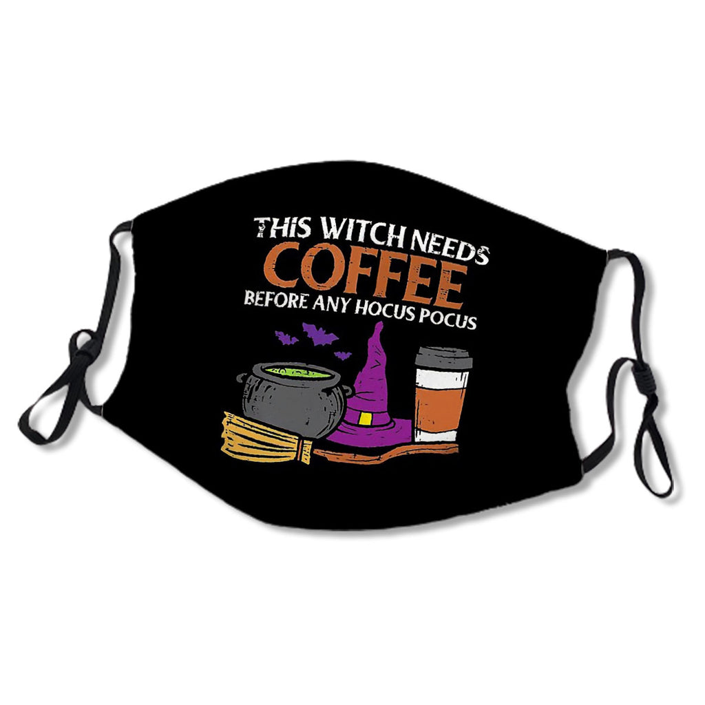 This Witch Needs Coffee Funny Halloween Caffeine Mask No.F924Qy