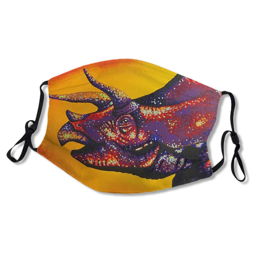 Colorful, Acrylic Triceratops Painting Mask No.F9OJKC