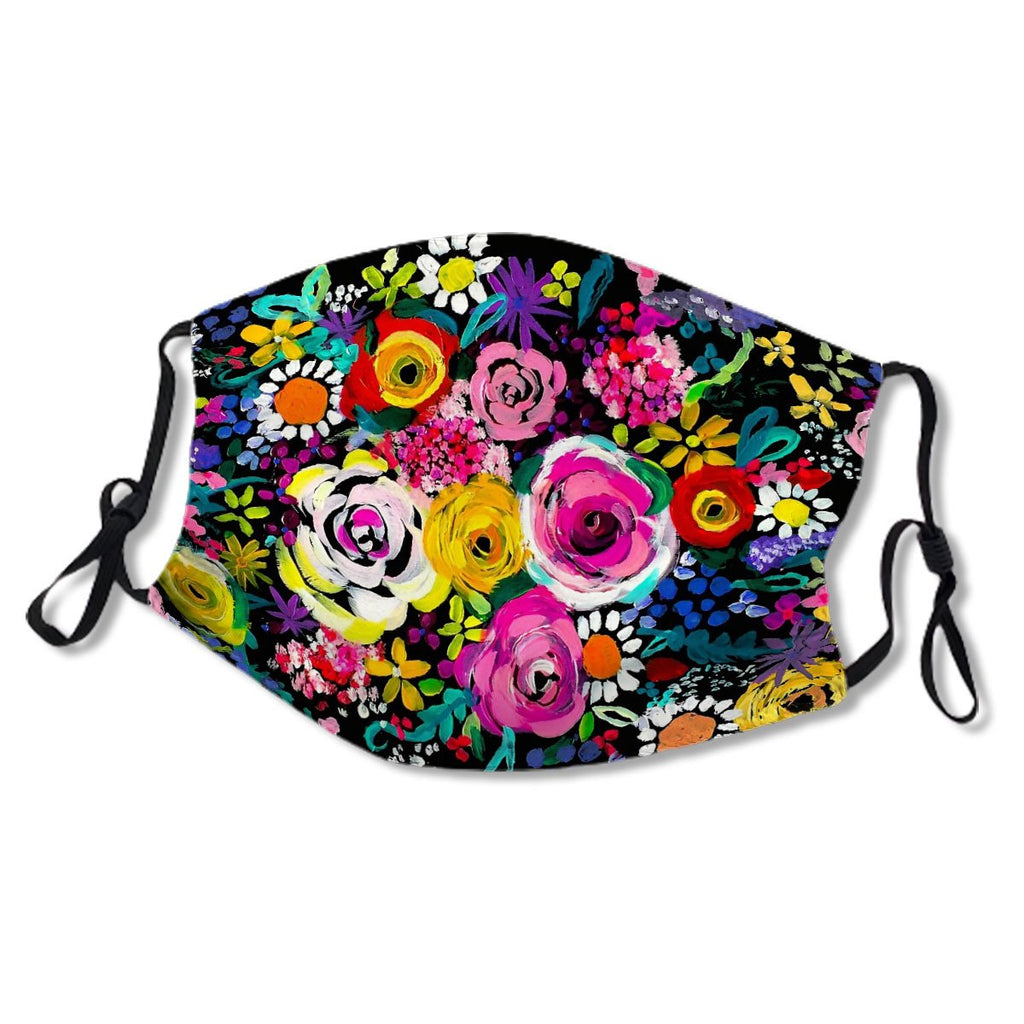 Les Fleurs Vibrant Floral Painting Print Mask No.FP53J5