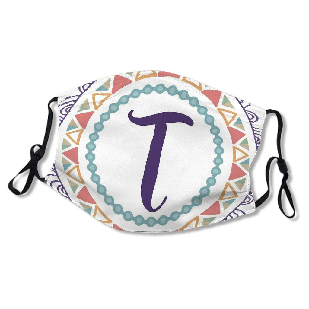 Monogram Letter T Bohemian Design Mask No.FWB2XR