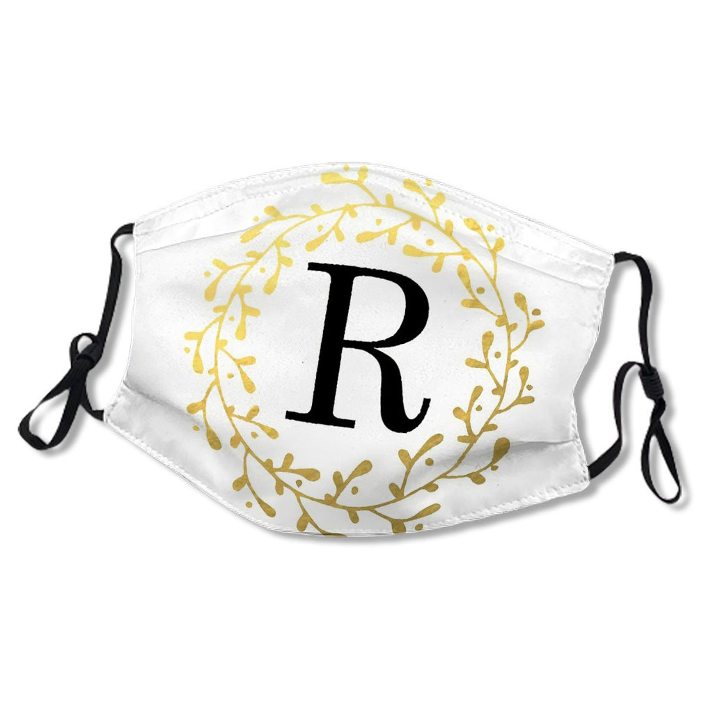 Monogram Letter R Black and Gold Design Mask No.G94GE3