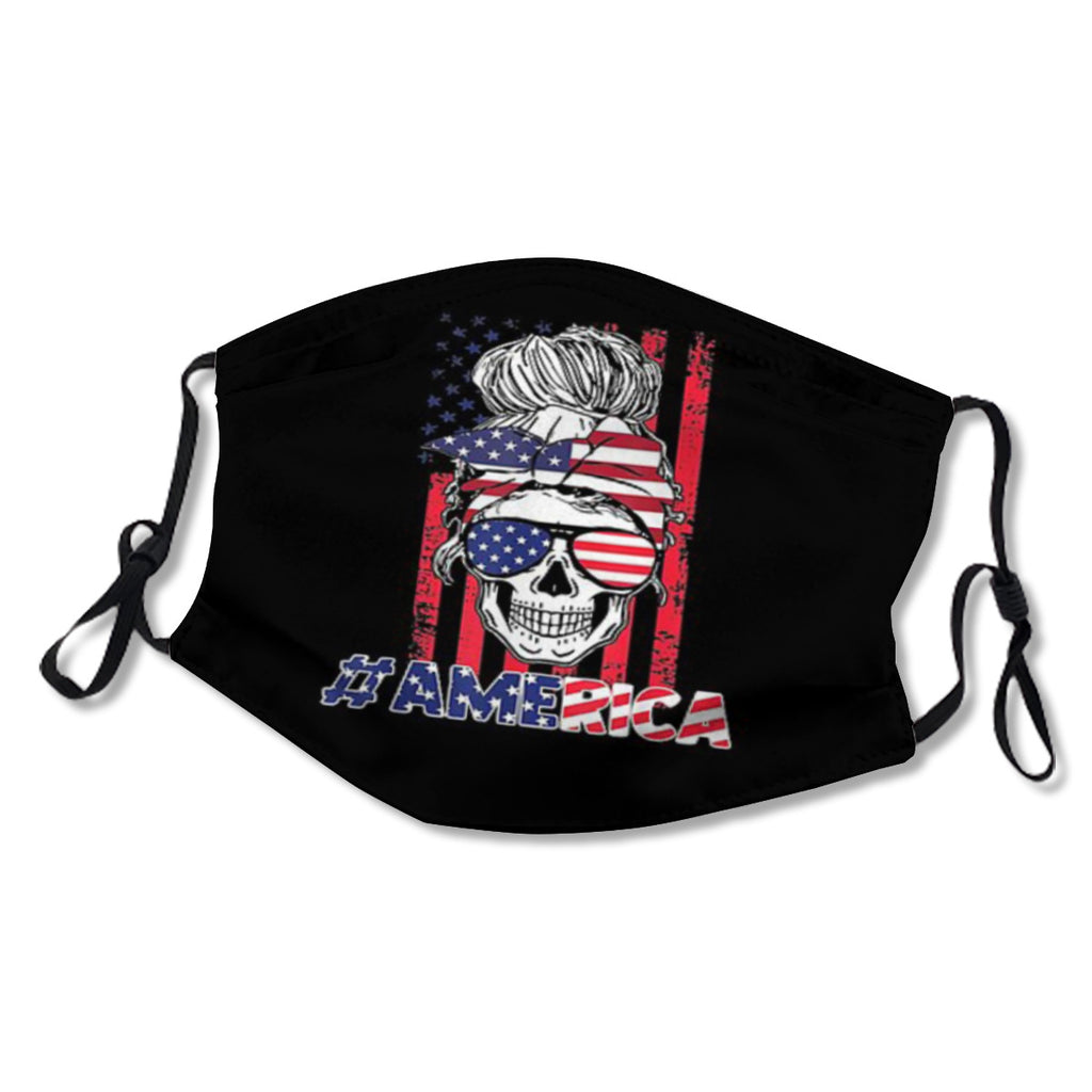 Adjustable ear straps, washable, internal nose clip, American flag mask No.GKJADE