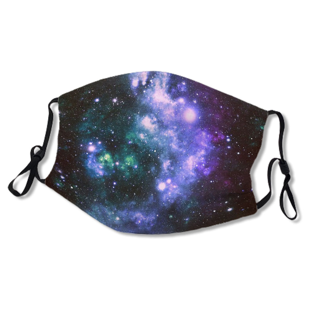 Galaxy Nebula Dark Violet Forest Green Teal  Mask No.GPJ66G