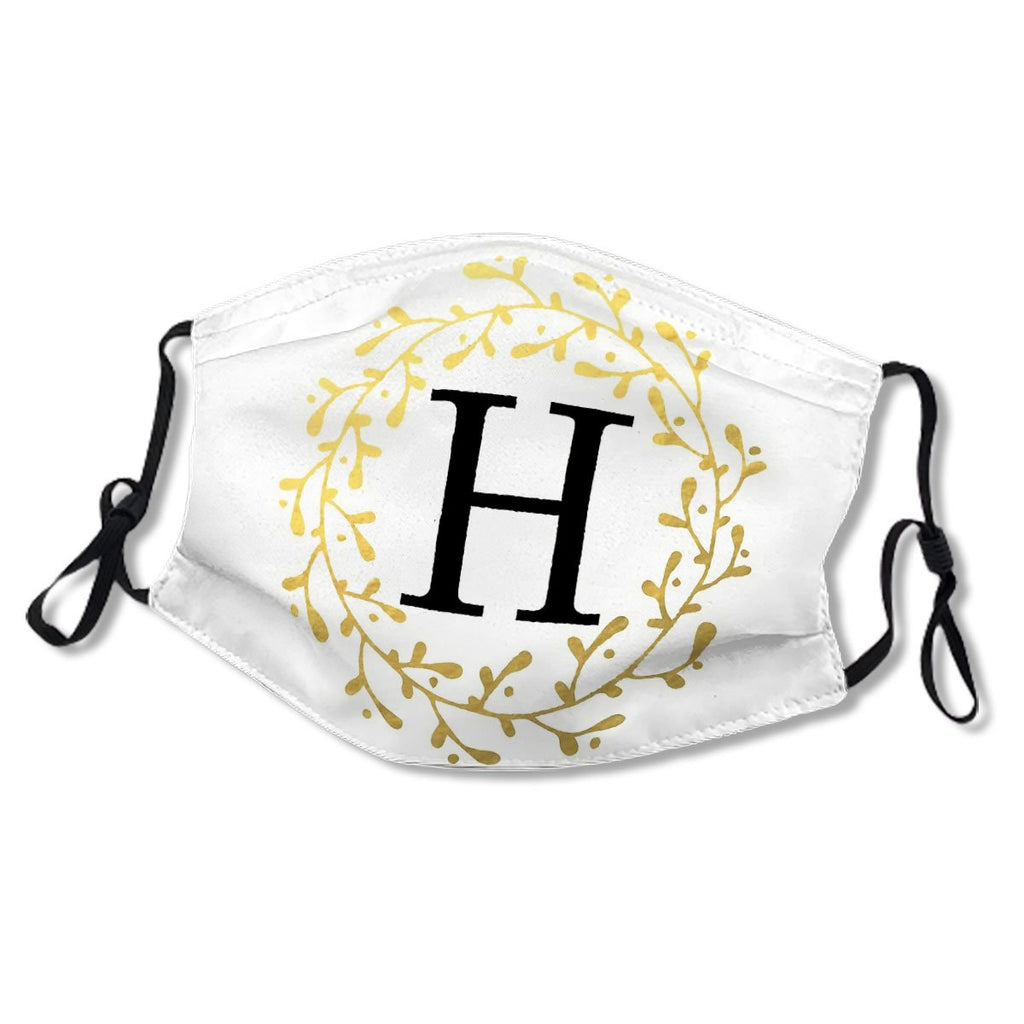 Monogram Letter H Black and Gold Design Mask No.GWSY6E