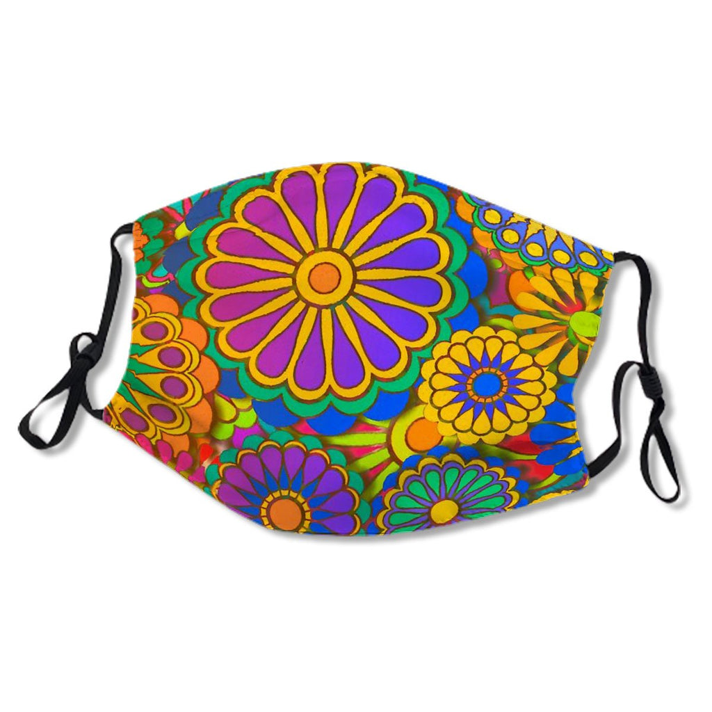 Psychadelic Hippie Flower Power Design Kids/Adult Mask No.H5RXAF