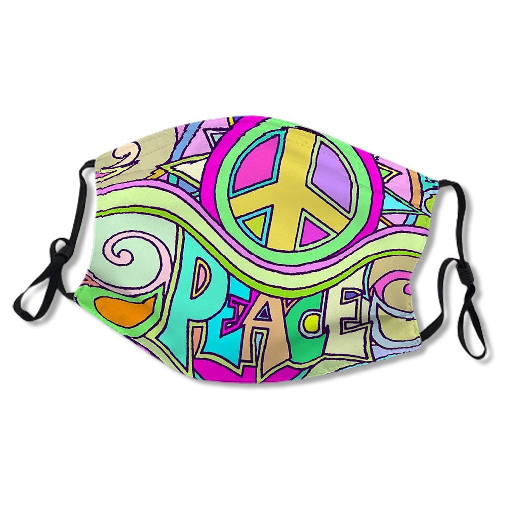 Psychedelic Hippy Retro Peace Art Kids/Adult Mask No.HNOIDH