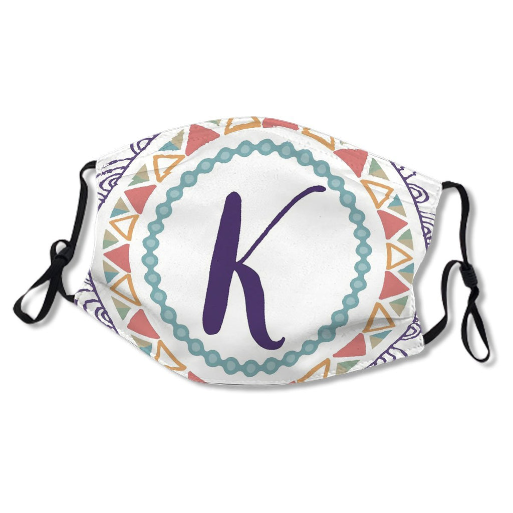 Monogram Letter K Bohemian Design Mask No.HPG2X5